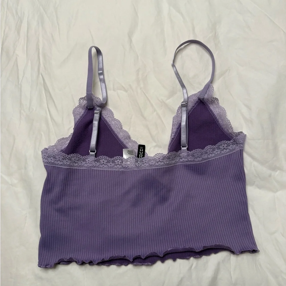 Divided Lavender Lace Ribbed Top - Picture 3 of 4